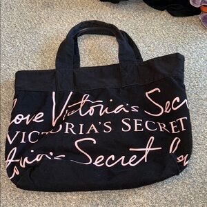 Victoria's Secret Black and Pink Tote Bag with Chic Design